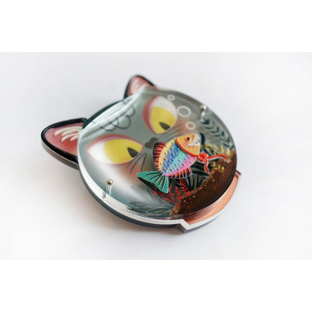 Fishbowl With Cat Brooch by Laliblue