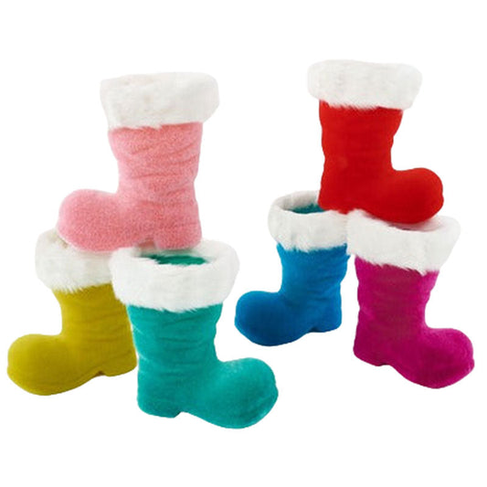 10" Retro Flocked RED Santa Boot