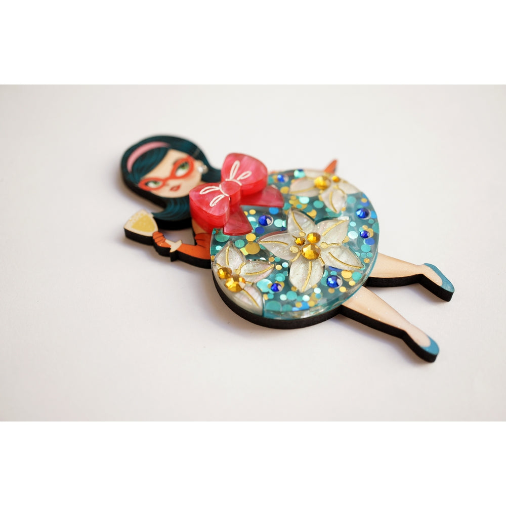 Floral Christmas Tree Lady Ornament Brooch by Laliblue