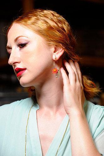 Flowered Hoop Earrings Halloween Brooch by Laliblue