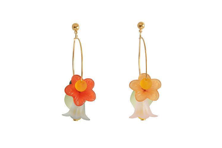 Flowered Hoop Earrings Halloween Brooch by Laliblue