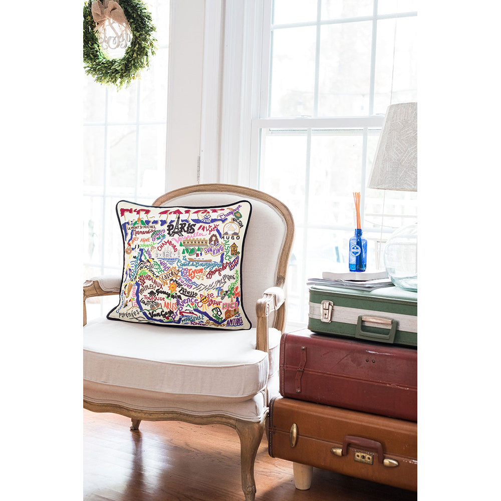 France Hand-Embroidered Pillow