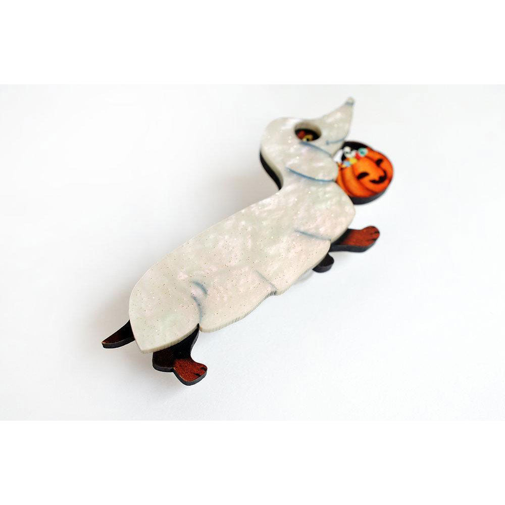 Ghost Dachshund Brooch by Laliblue