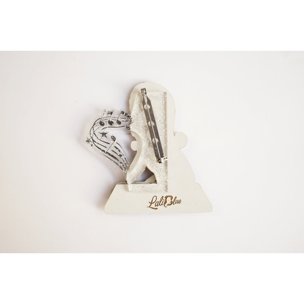 Girl with A Record Player Brooch by Laliblue