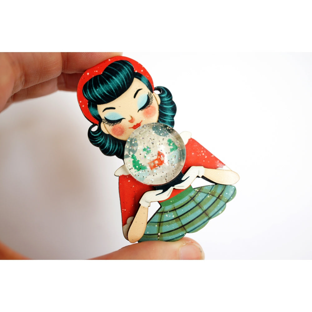 Girl with A Snow Globe Brooch by Laliblue