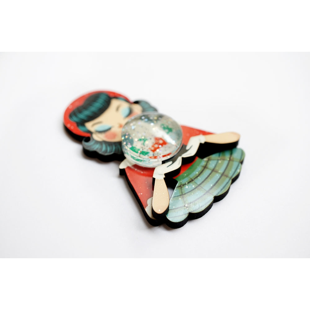 Girl with A Snow Globe Brooch by Laliblue