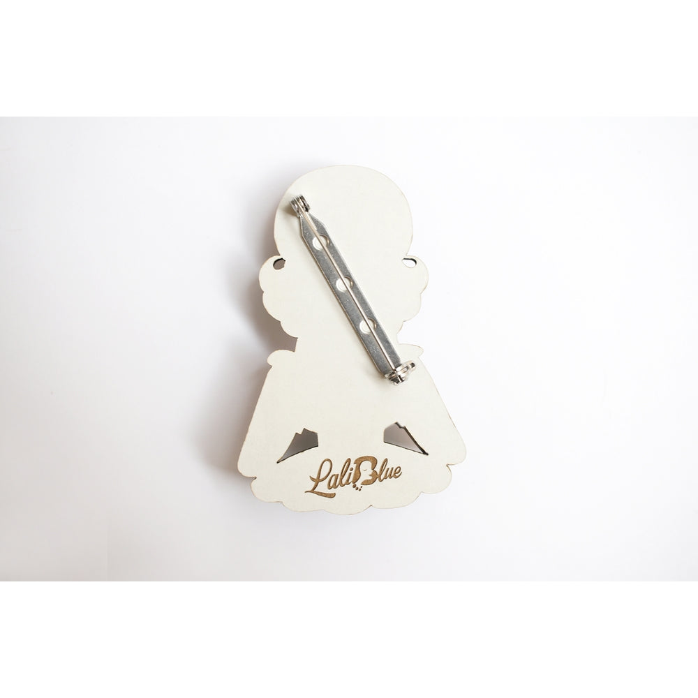 Girl with A Snow Globe Brooch by Laliblue