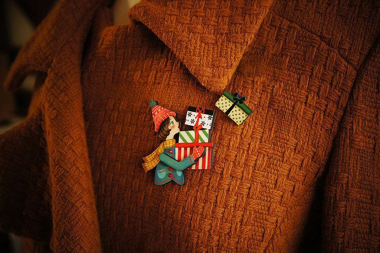 Girl with Gifts Brooch by Laliblue
