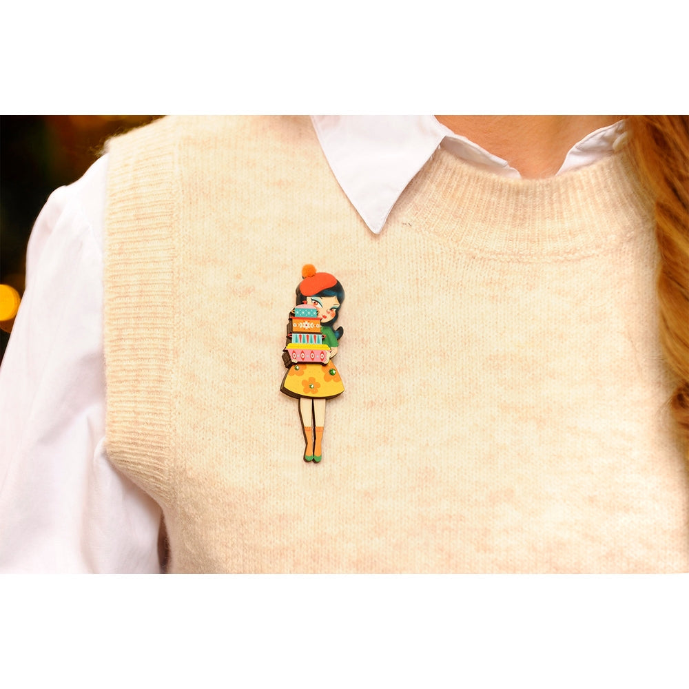 Girl with Retro Pyrex Containers Brooch by Laliblue