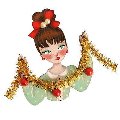 Girl With Tinsel Brooch by Laliblue