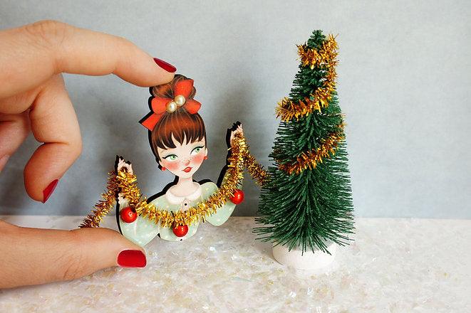 Girl With Tinsel Brooch by Laliblue