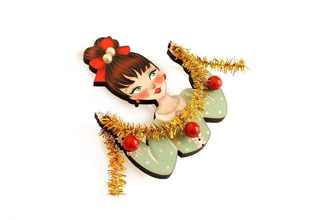Girl With Tinsel Brooch by Laliblue