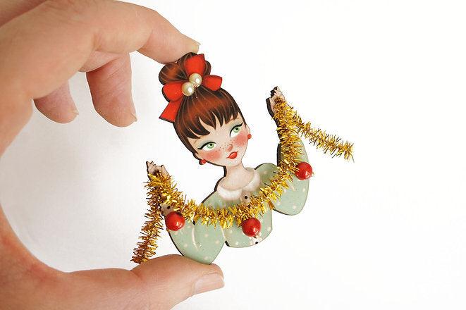 Girl With Tinsel Brooch by Laliblue