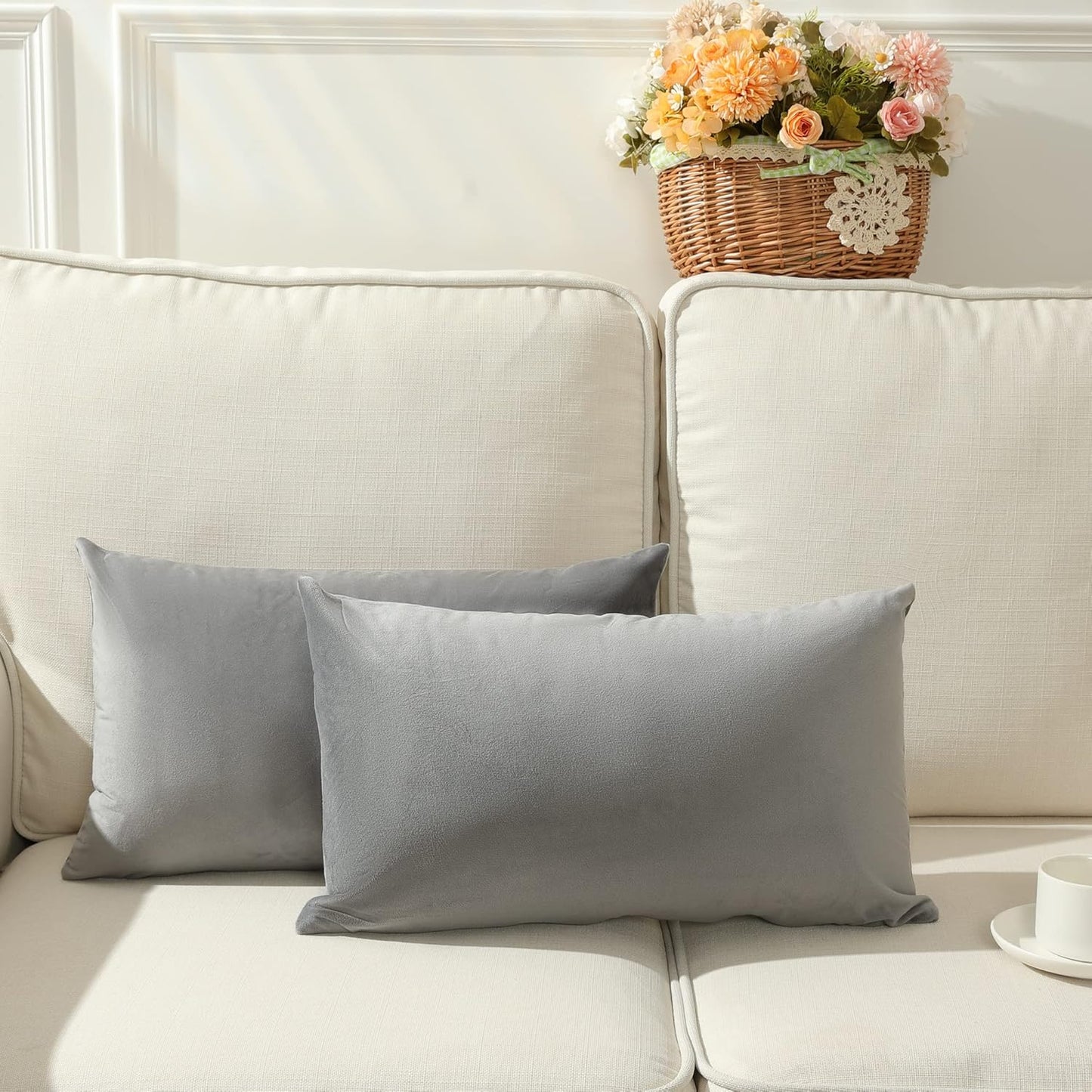 12"x20" luxury velvet lumbar support throw pillow | 7 vibrant colors |330g  insert included