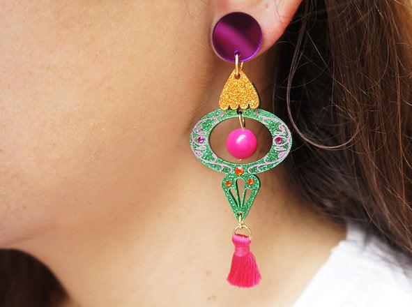 Green Christmas Ornament Earrings by Laliblue