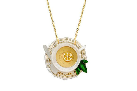 Green Teacup Necklace by Laliblue
