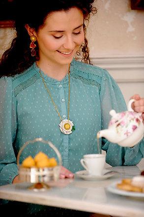 Green Teacup Necklace by Laliblue