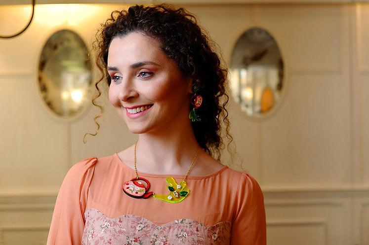 Green Teapot Necklace by Laliblue