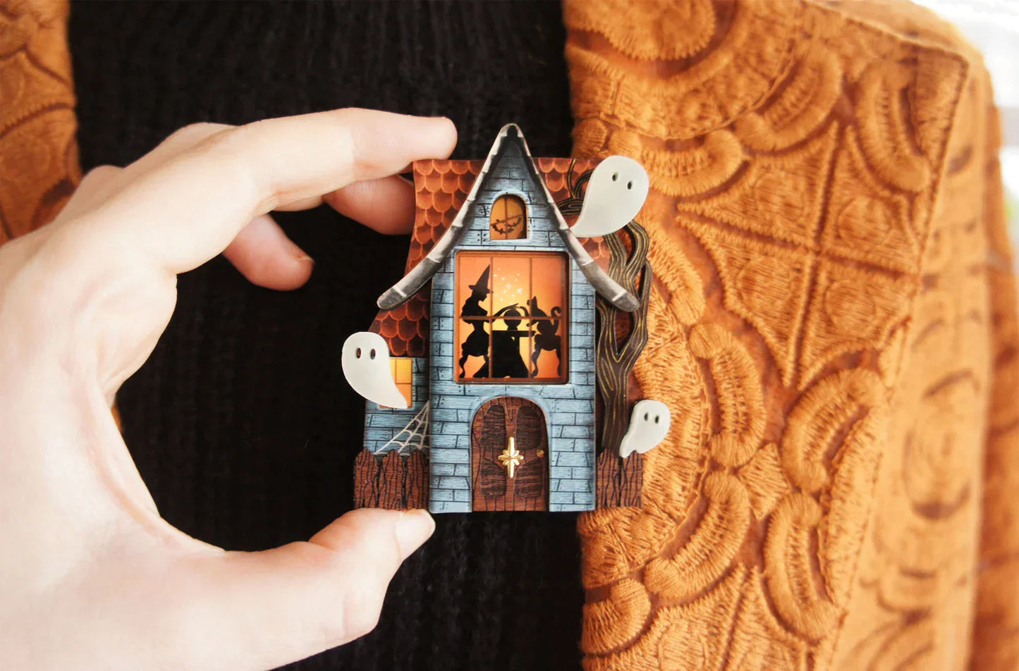 Haunted House Halloween Brooch by Laliblue