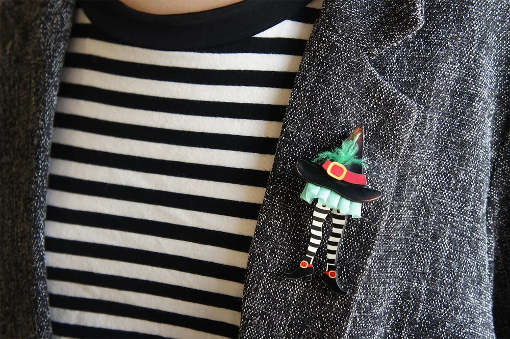 Hidden Witch Halloween Brooch by Laliblue