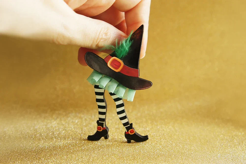 Hidden Witch Halloween Brooch by Laliblue