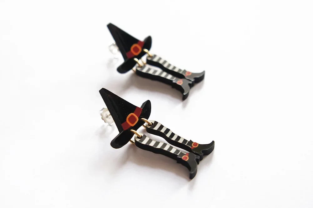 Hidden Witch Halloween Earrings by Laliblue