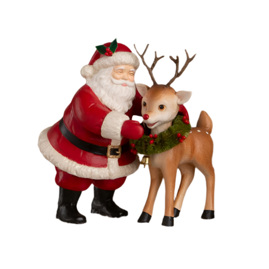 HO HO Santa with Rudolph by Bethany Lowe Designs