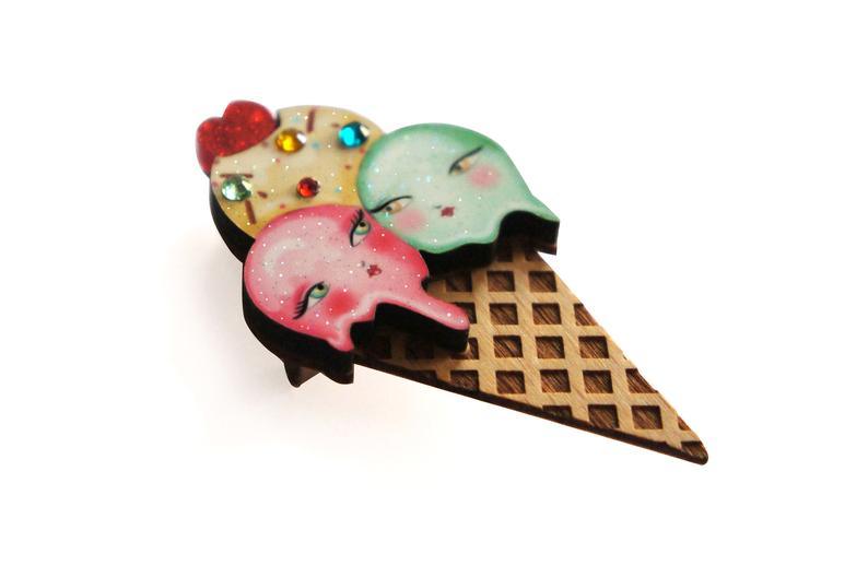 Ice Cream Cone Brooch by Laliblue