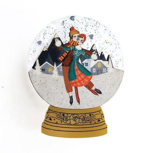 Ice Skating Snow Globe Brooch by Laliblue