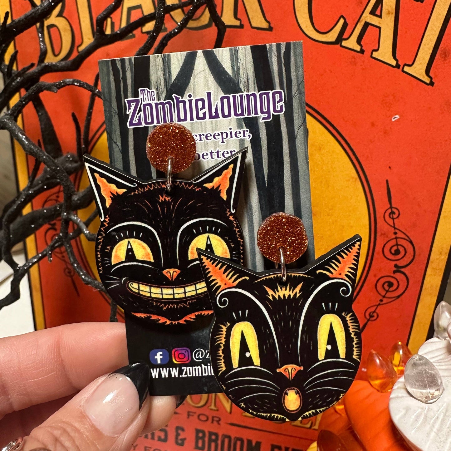 Johanna Parker Black Cat Halloween Earrings