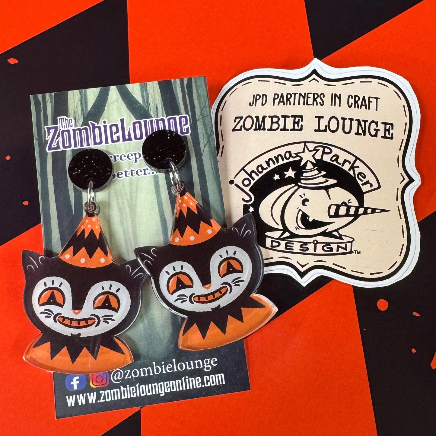 Johanna Parker Design Halloween Carnival Earrings - CAT
