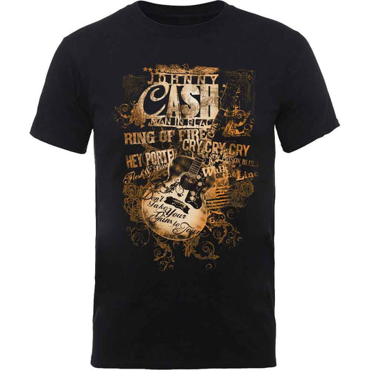 Johnny Cash Guitar Song Titles [T-Shirt]