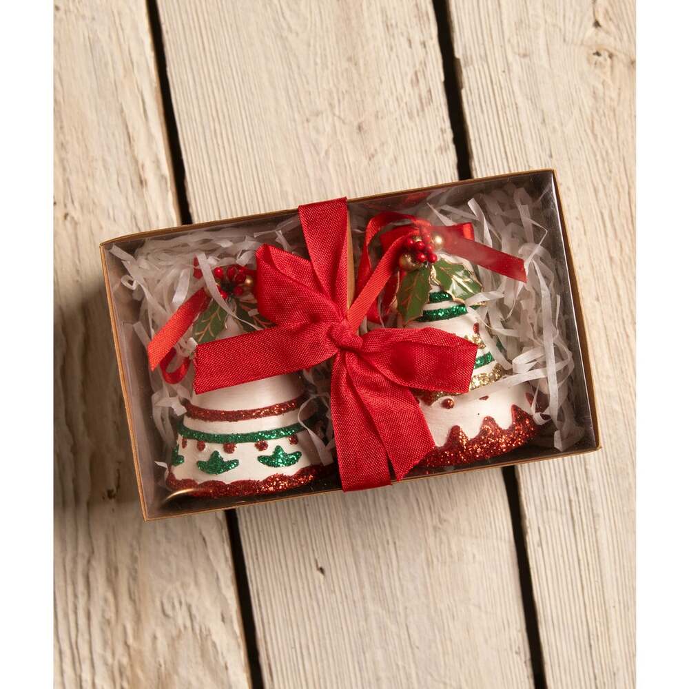 Kitschmas Fun Set/2 Bell Ornaments by Bethany Lowe Designs
