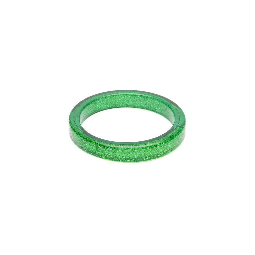 Midi Leaf Green Glitter Bangle by Splendette - MEDIUM