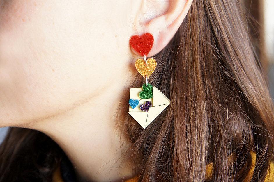 Love Letters Earrings by Laliblue - Rainbow