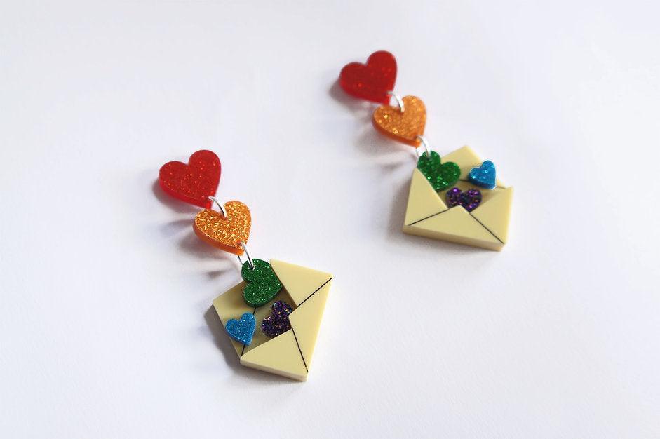 Love Letters Earrings by Laliblue - Rainbow