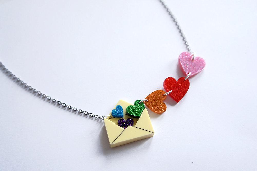 Love Letters Necklace by Laliblue - Rainbow