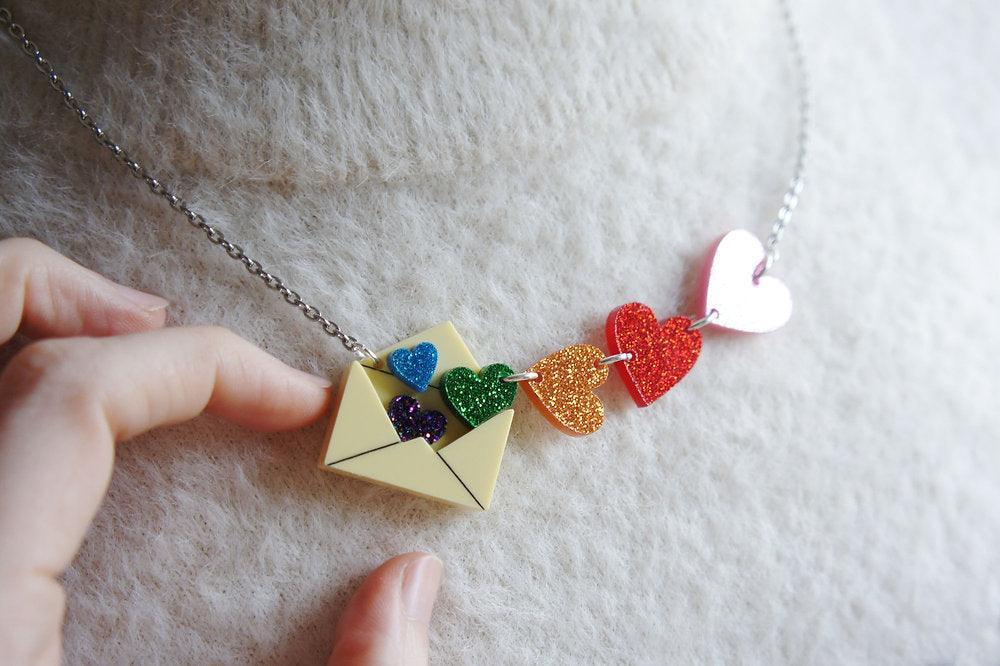 Love Letters Necklace by Laliblue - Rainbow