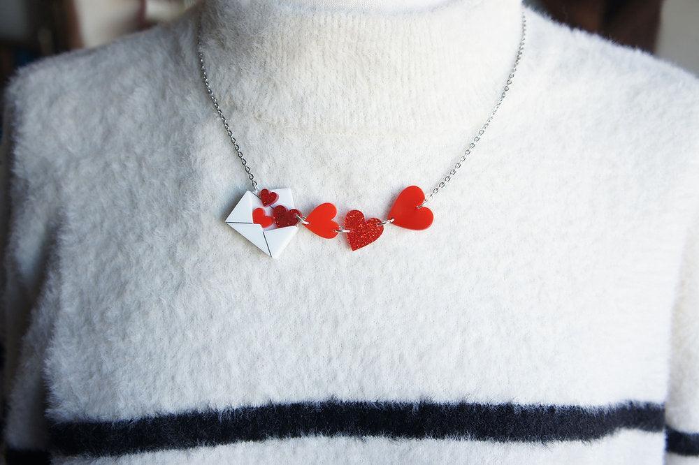 Love Letters Necklace by Laliblue - Red