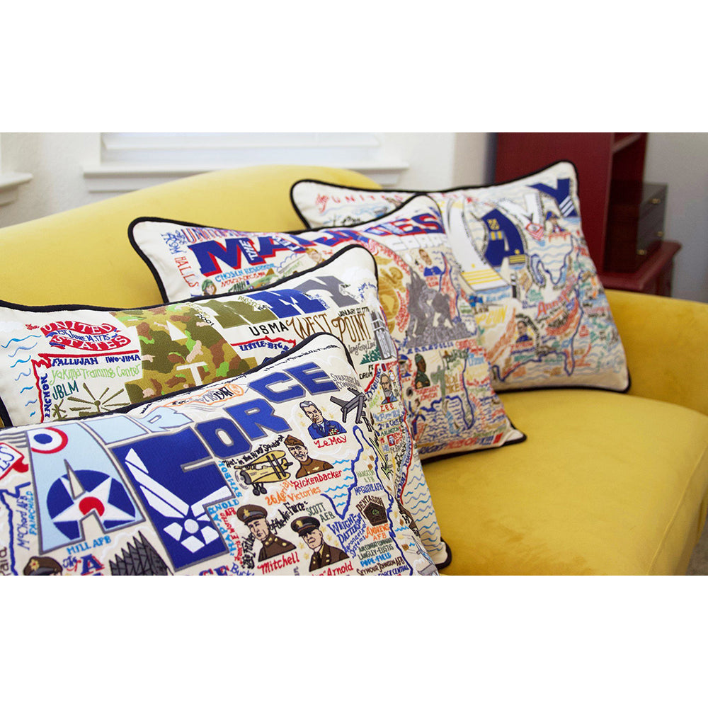 Marines Large Hand-Embroidered Pillow