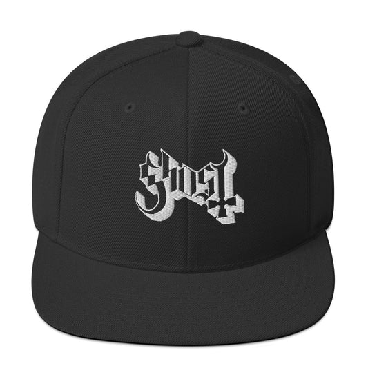 MerchMoment Ghost Classic Logo White Embroidered Snap Back Hat [Apparel]