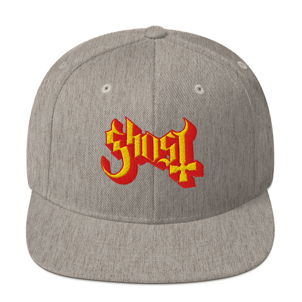 MerchMoment Ghost Logo Embroidered Snapback Hat