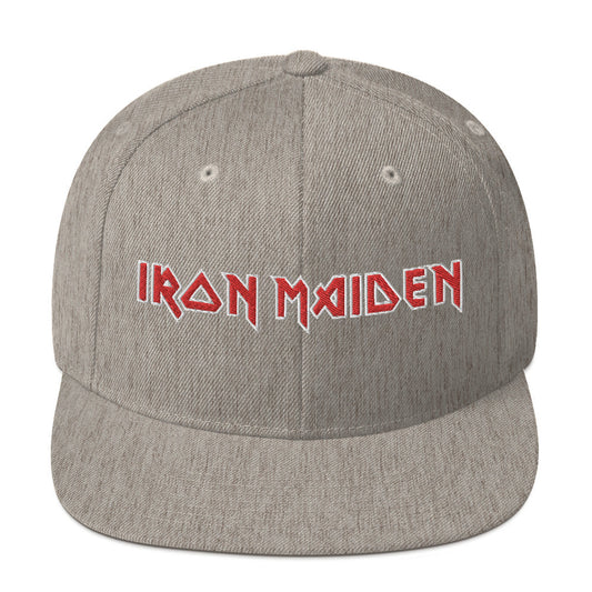 MerchMoment Iron Maiden Classic Logo Grey Embroidered Snap Back Hat [Apparel]