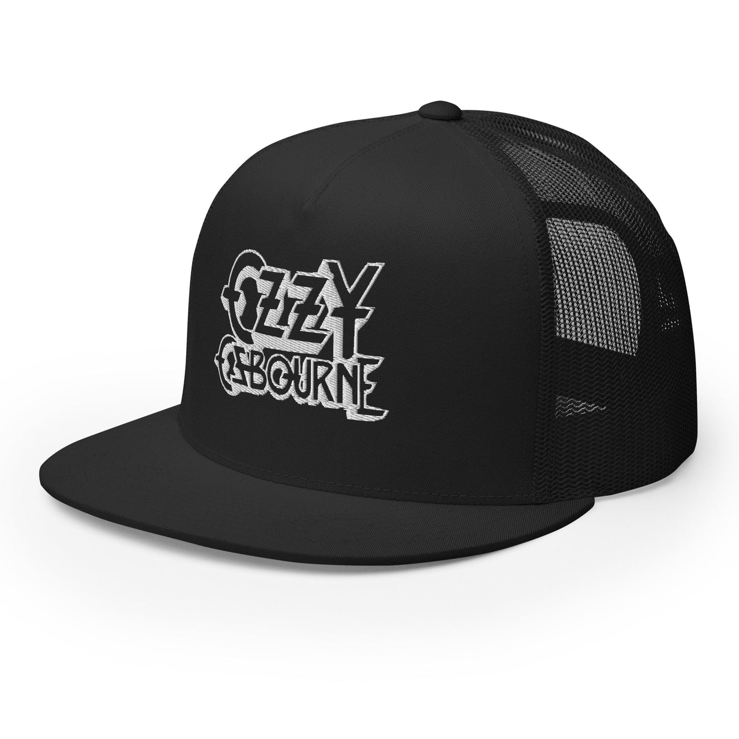 MerchMoment Ozzy Osborne White Logo Embroidered Trucker Hat [Apparel]