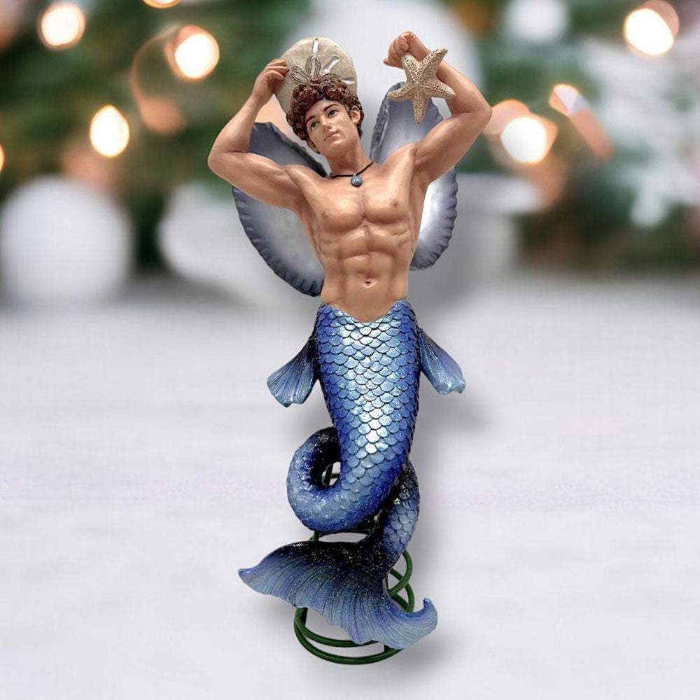 Merman Blue Angel Tree Topper by December Diamonds