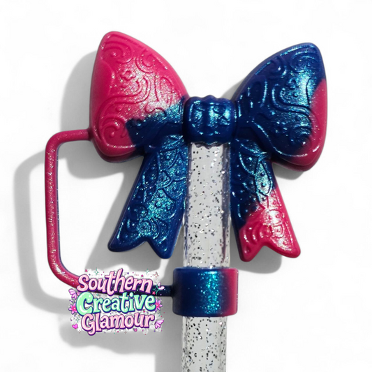 Paisley Princess 3D BOW Silicone 10mm Straw Topper | Berry Truffle Pink Shimmer