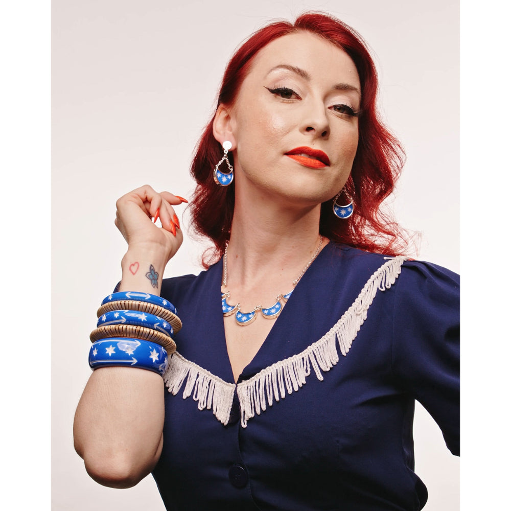 Midi Denim Blue Bangle by Splendette - MEDIUM