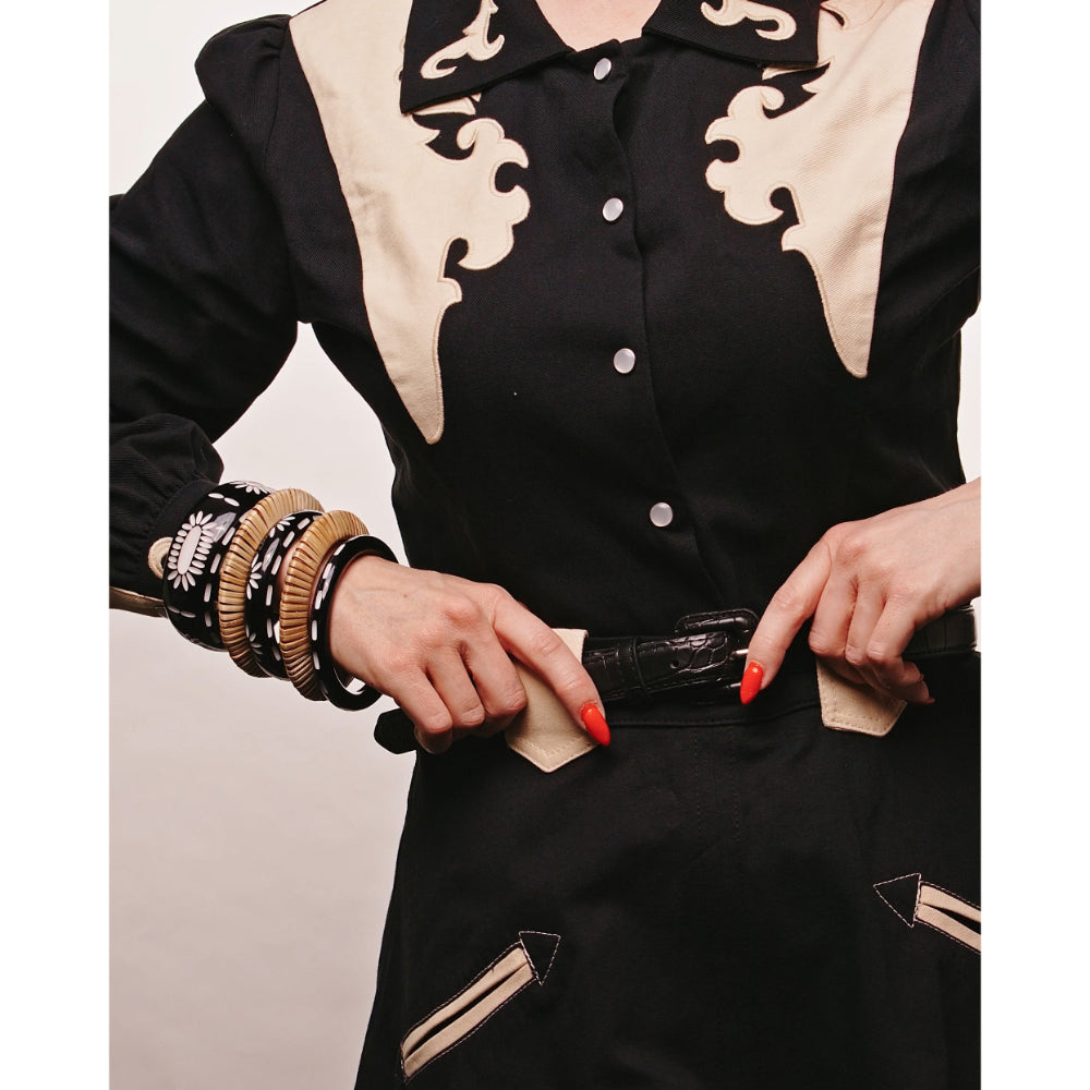 Midi Rebel Black Bangle by Splendette - MEDIUM