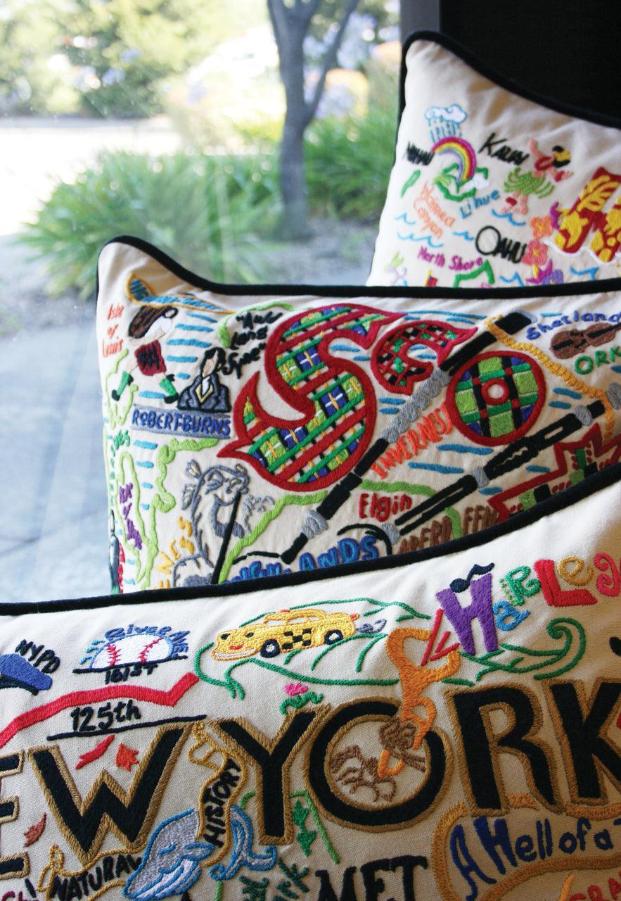 Minneapolis-St. Paul Hand-Embroidered Pillow