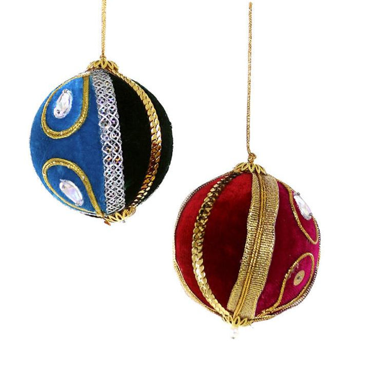 Mod Velvet Bauble 6 Assorted Red & Blue by Cody Foster